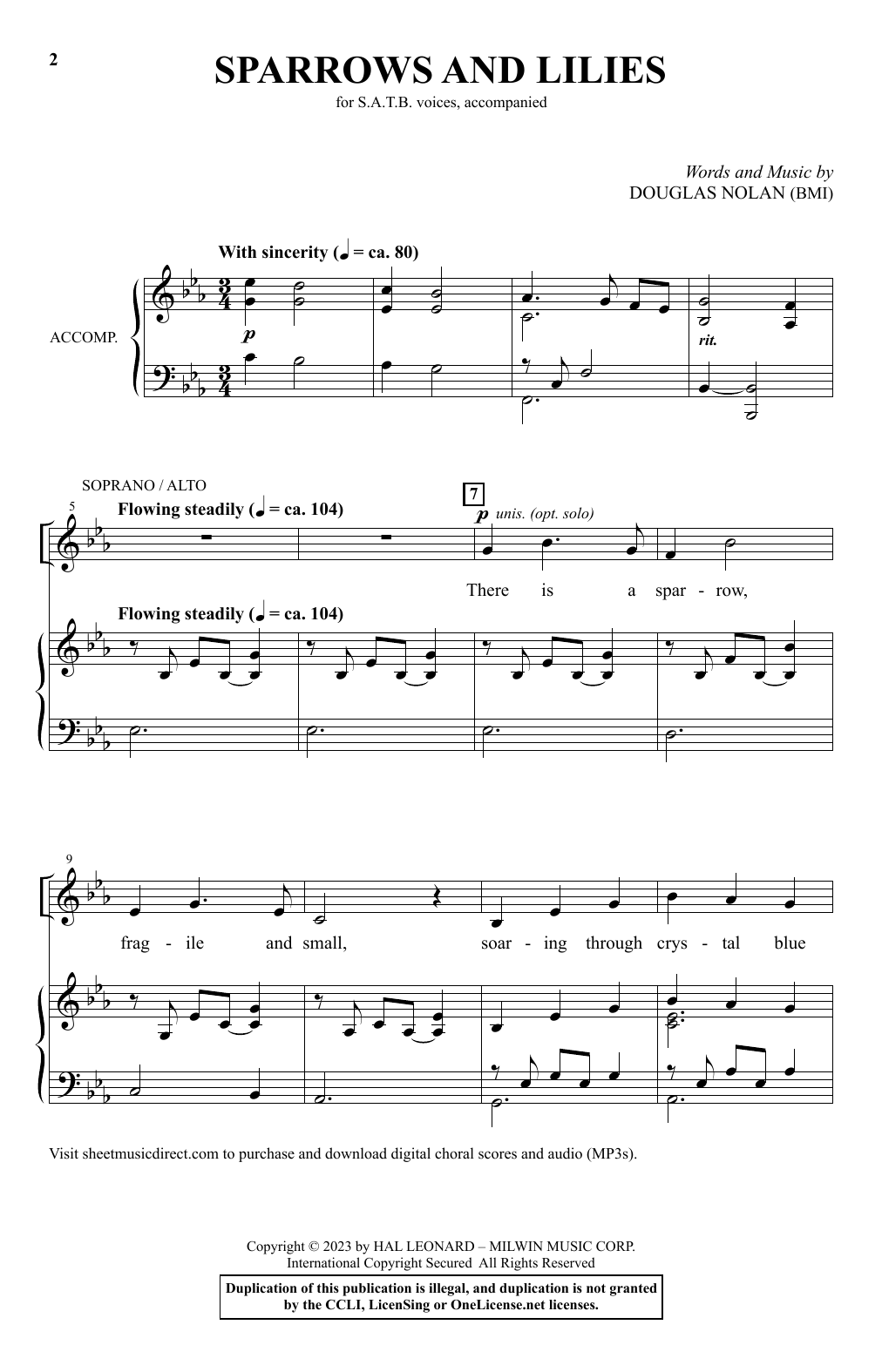 Douglas Nolan Sparrows And Lilies Sheet Music Notes & Chords for SATB Choir - Download or Print PDF