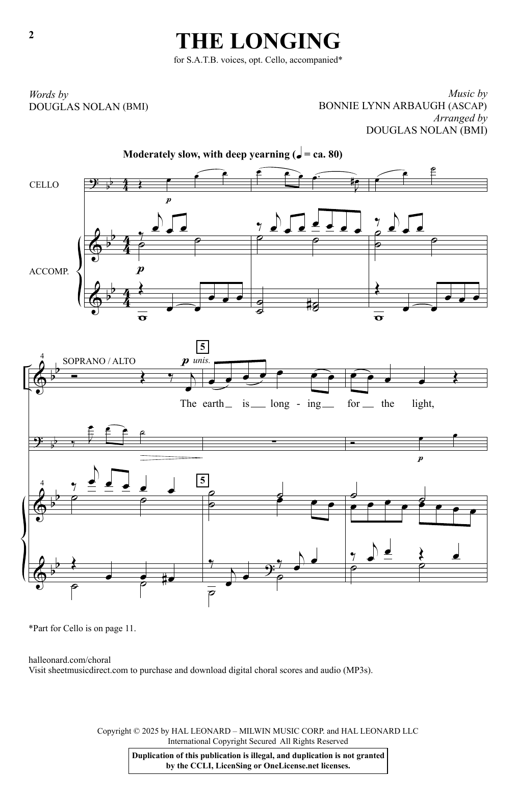 Douglas Nolan The Longing Sheet Music Notes & Chords for SATB Choir - Download or Print PDF