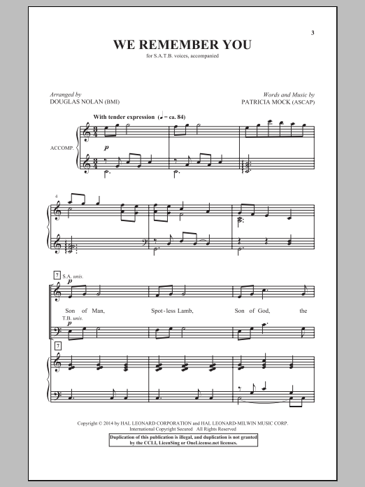 Douglas Nolan We Remember You Sheet Music Notes & Chords for SATB - Download or Print PDF