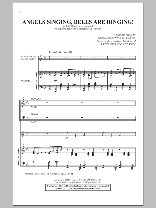 Douglas E. Wagner Angels Singing, Bells Are Ringing! Sheet Music Notes & Chords for SATB - Download or Print PDF
