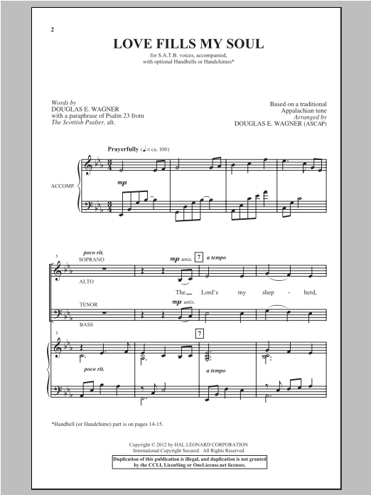 Douglas Wagner Love Fills My Soul Sheet Music Notes & Chords for SATB - Download or Print PDF