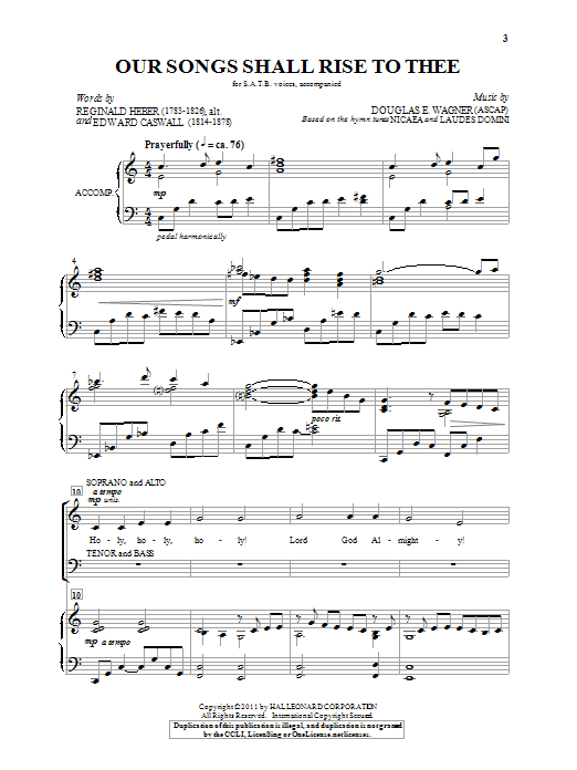 Douglas Wagner Our Songs Shall Rise To Thee Sheet Music Notes & Chords for SATB - Download or Print PDF