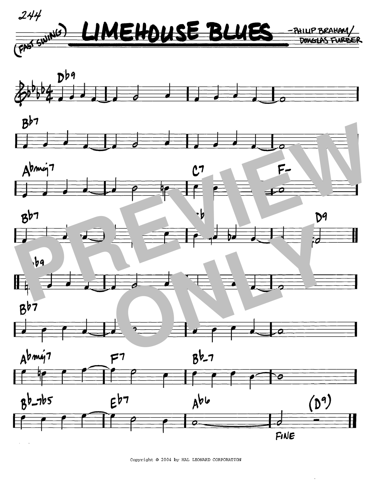 Preview Douglas Furber Limehouse Blues Jazz sheet music, notes and chords for Real Book - Melody, Lyrics & Chords - C Instruments, SKU: 61036 Limehouse Blues sheet music