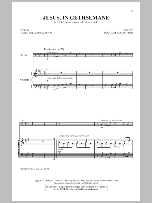 Preview Douglas Nolan Jesus, In Gethsemane Concert sheet music, notes and chords for SATB, SKU: 284249 Jesus, In Gethsemane sheet music