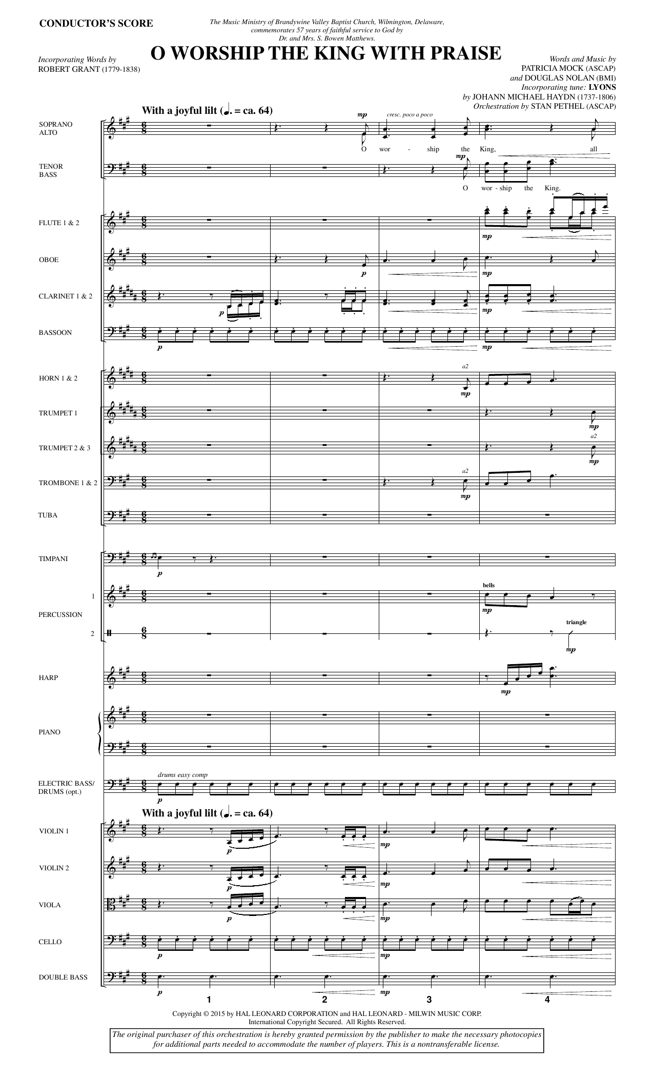 Preview Douglas Nolan O Worship the King with Praise - Full Score Sacred sheet music, notes and chords for Choir Instrumental Pak, SKU: 342498 O Worship the King with Praise - Full Score sheet music