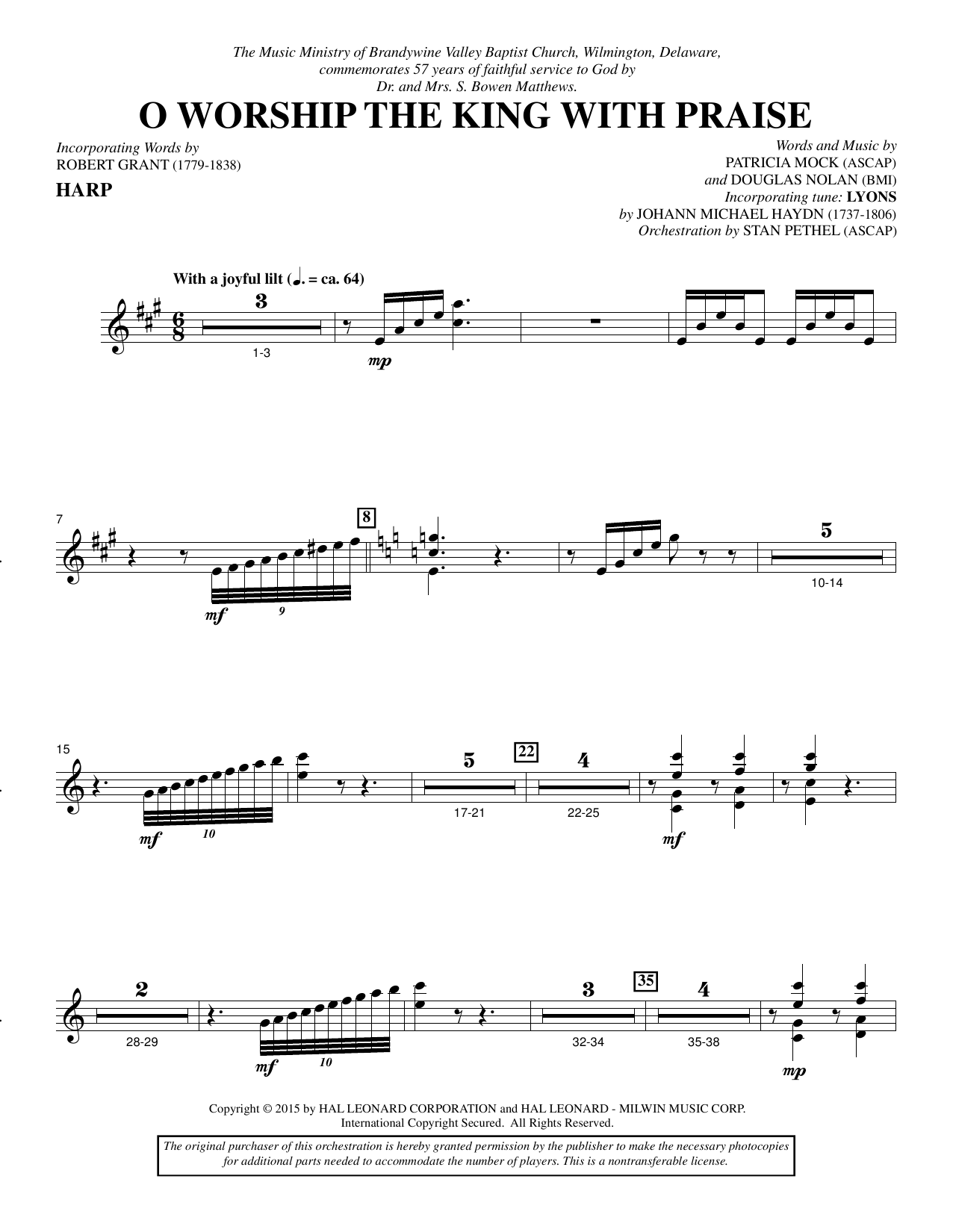 Preview Douglas Nolan O Worship the King with Praise - Harp Sacred sheet music, notes and chords for Choir Instrumental Pak, SKU: 342510 O Worship the King with Praise - Harp sheet music