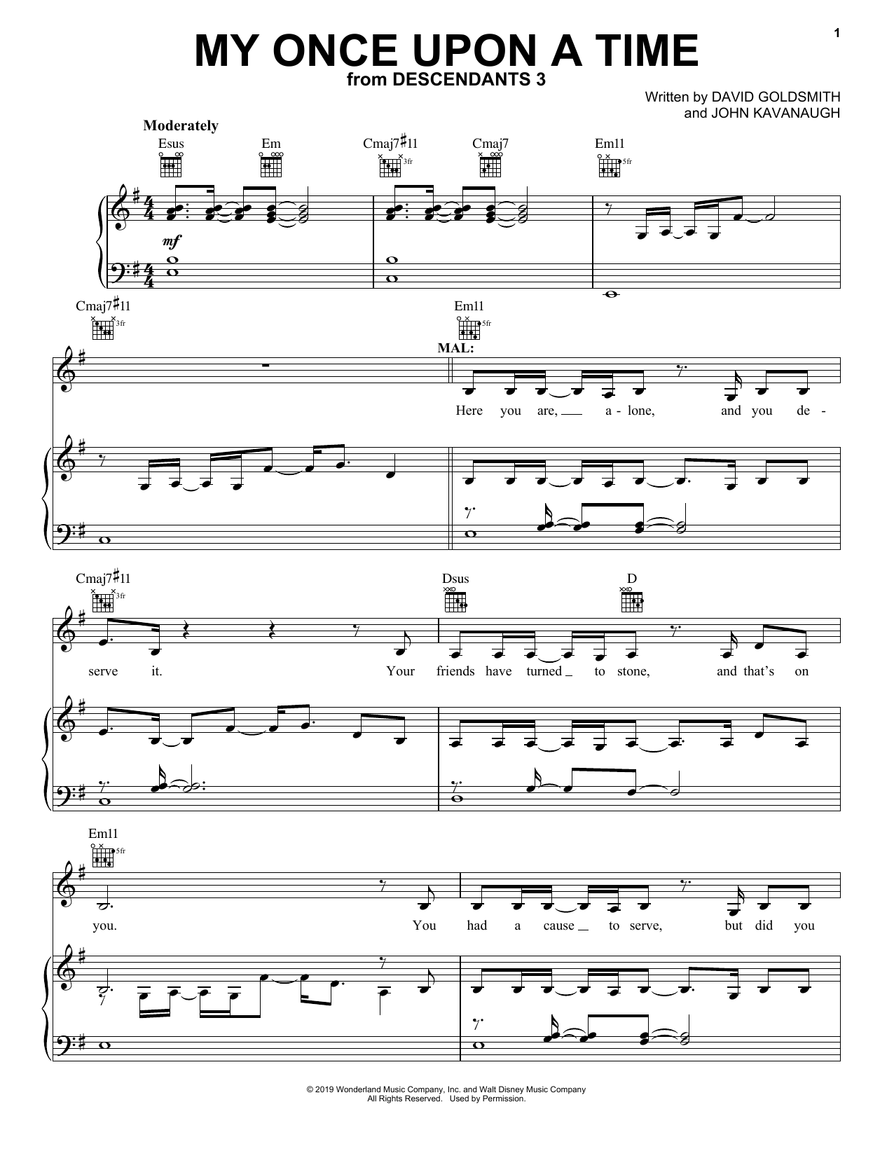 Dove Cameron My Once Upon A Time (from Disney's Descendants 3) Sheet Music Notes & Chords for Easy Piano - Download or Print PDF