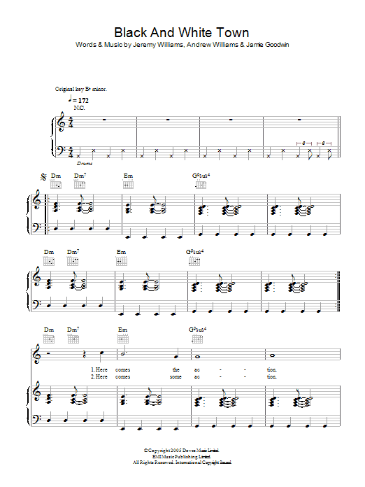 Doves Black And White Town Sheet Music Notes & Chords for Piano, Vocal & Guitar - Download or Print PDF