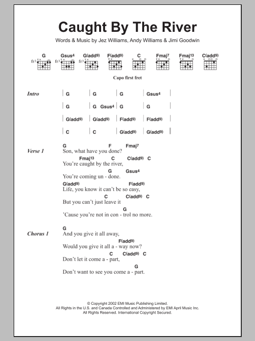 Doves Caught By The River Sheet Music Notes & Chords for Lyrics & Chords - Download or Print PDF