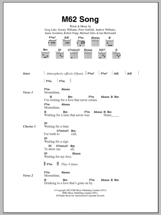 Doves M62 Song Sheet Music Notes & Chords for Lyrics & Chords - Download or Print PDF