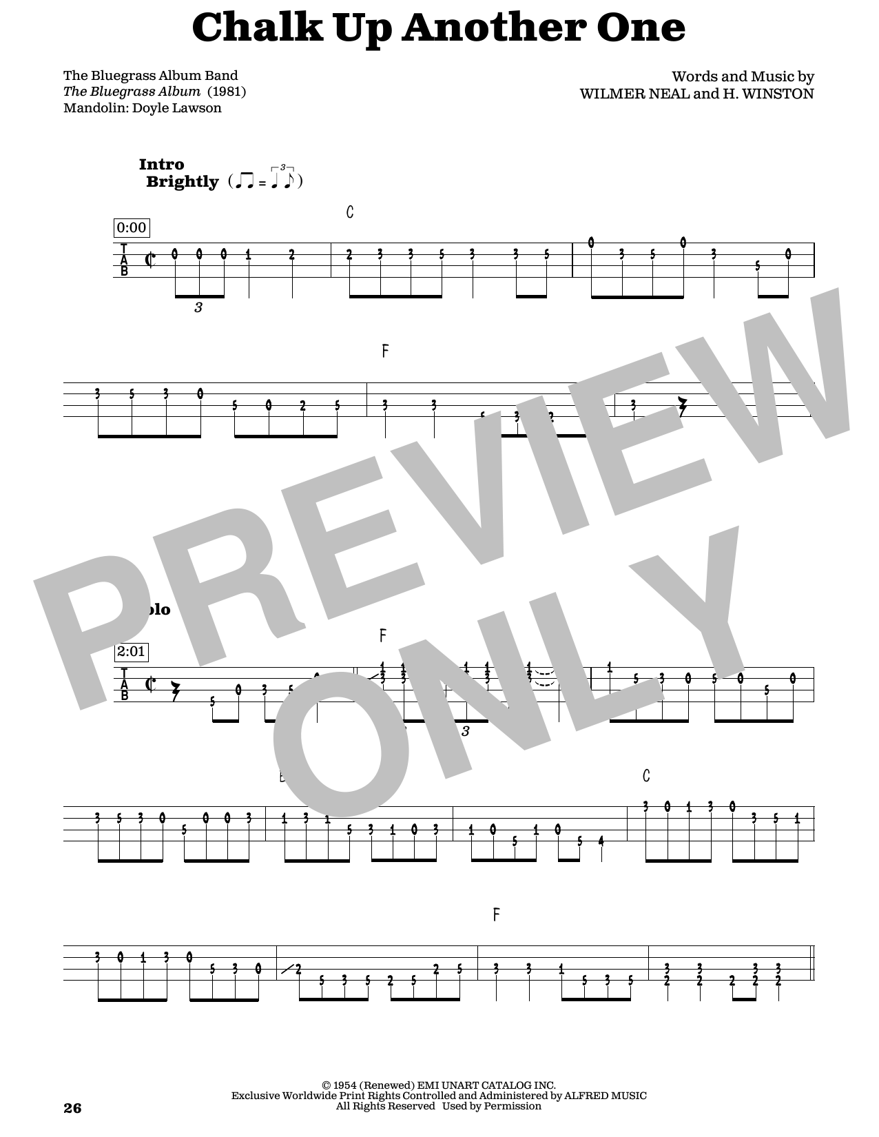 Doyle Lawson Chalk Up Another One Sheet Music Notes & Chords for Mandolin - Download or Print PDF