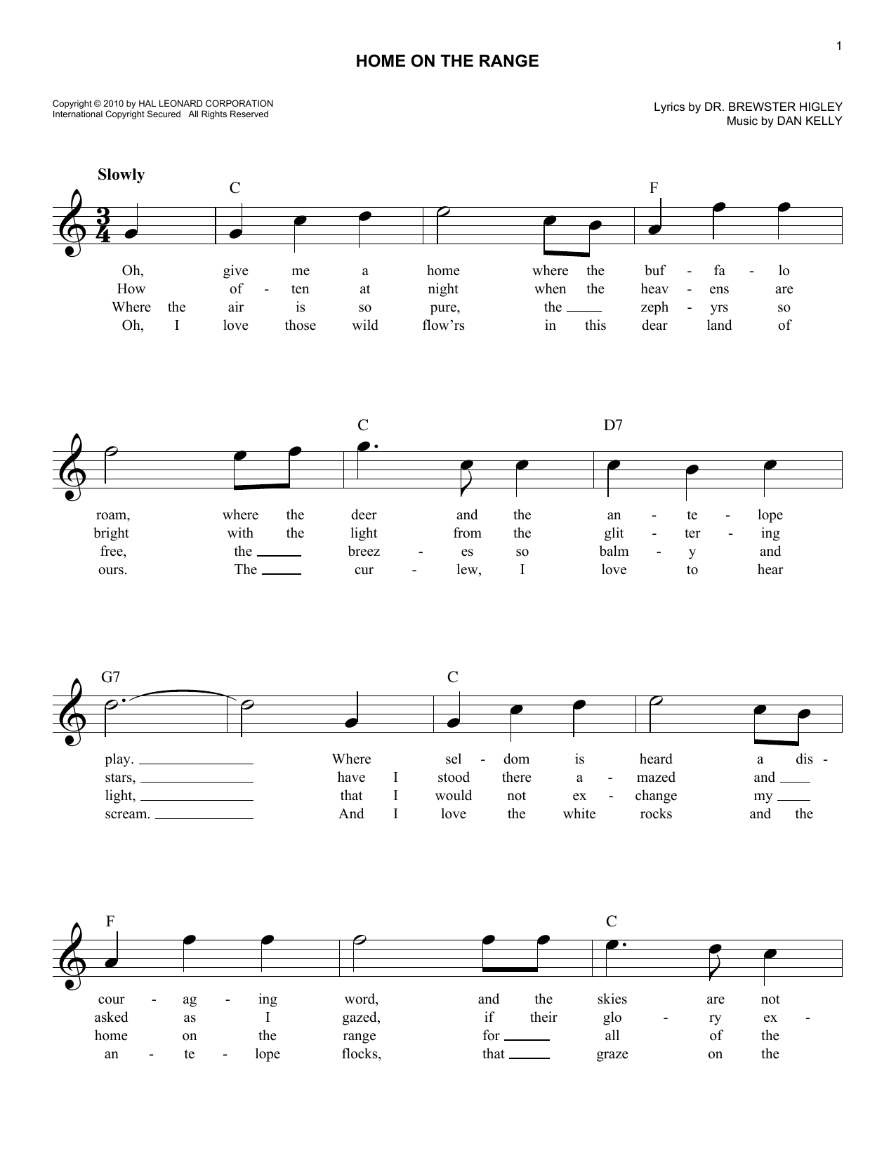 Dr. Brewster Higley Home On The Range Sheet Music Notes & Chords for Ocarina - Download or Print PDF