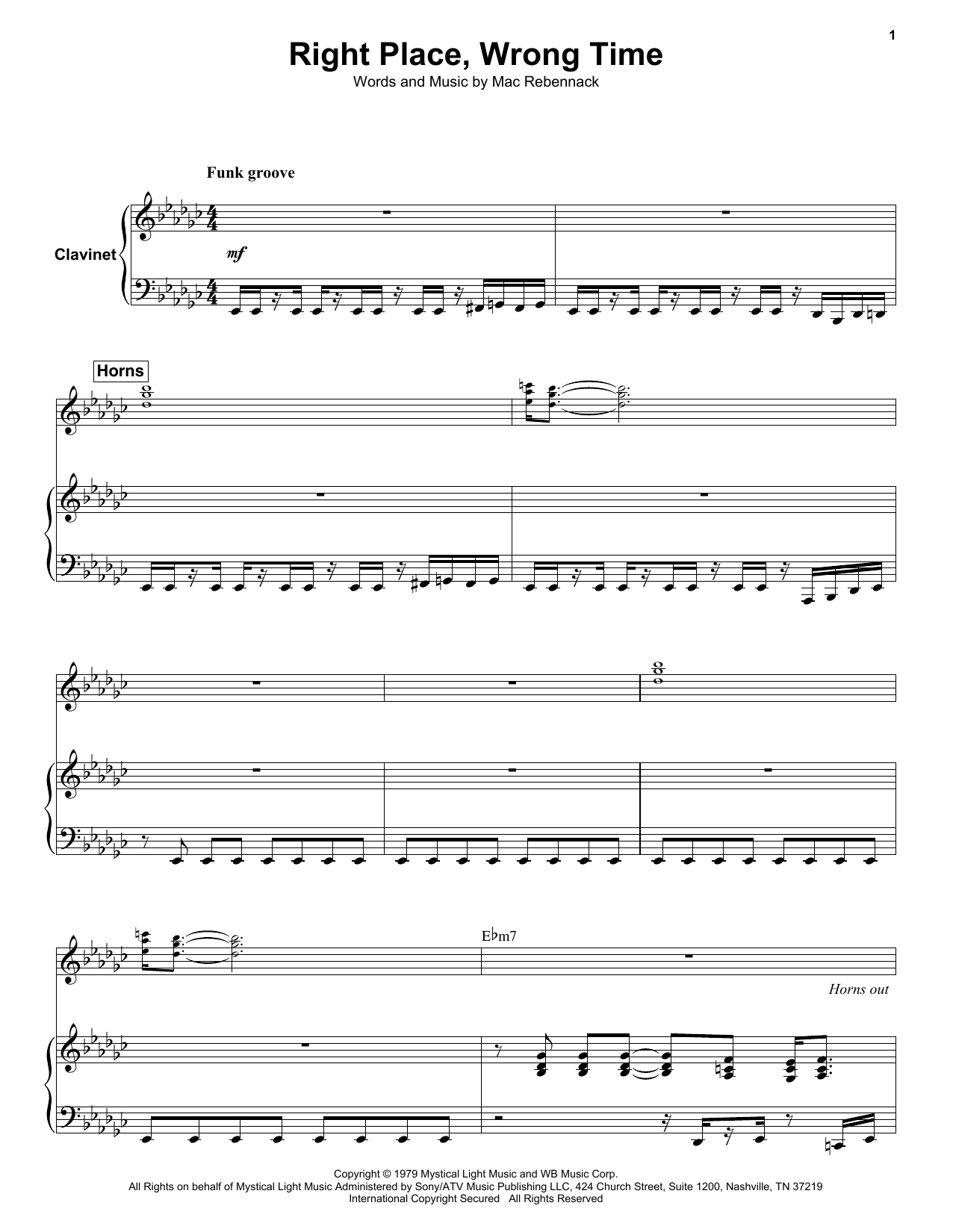 Dr. John Right Place, Wrong Time Sheet Music Notes & Chords for Real Book – Melody & Chords - Download or Print PDF