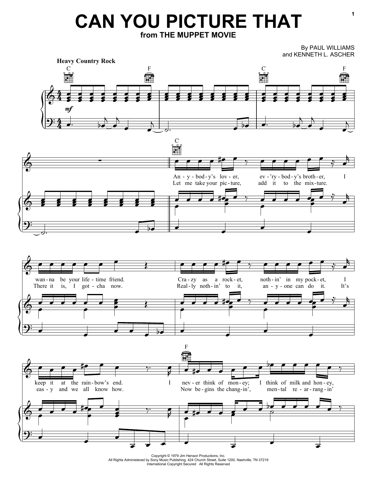 Dr. Teeth and The Electric Mayhem Can You Picture That (from The Muppet Movie) Sheet Music Notes & Chords for Piano, Vocal & Guitar Chords (Right-Hand Melody) - Download or Print PDF