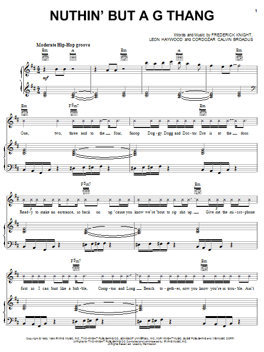 Nuthin' But A G Thang sheet music