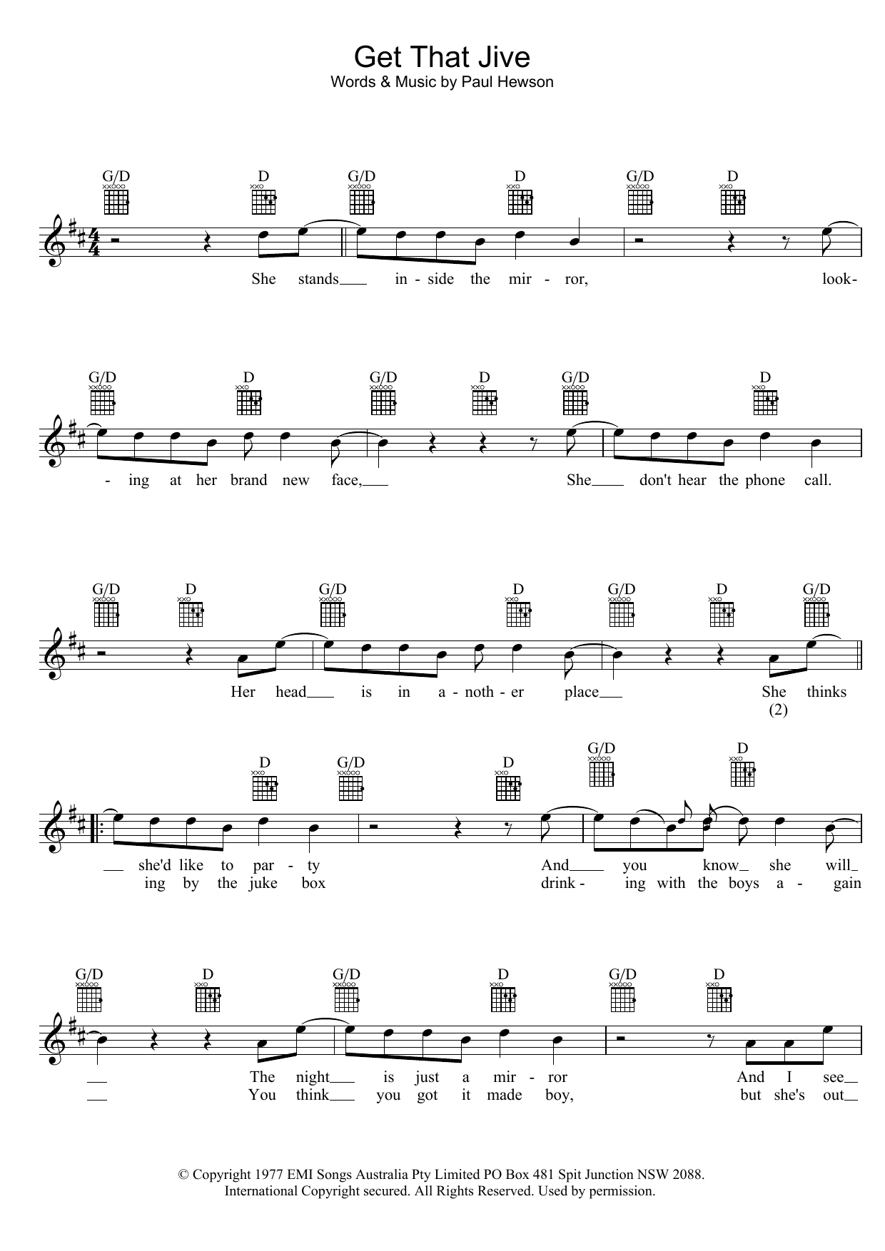 Dragon Get That Jive Sheet Music Notes & Chords for Melody Line, Lyrics & Chords - Download or Print PDF