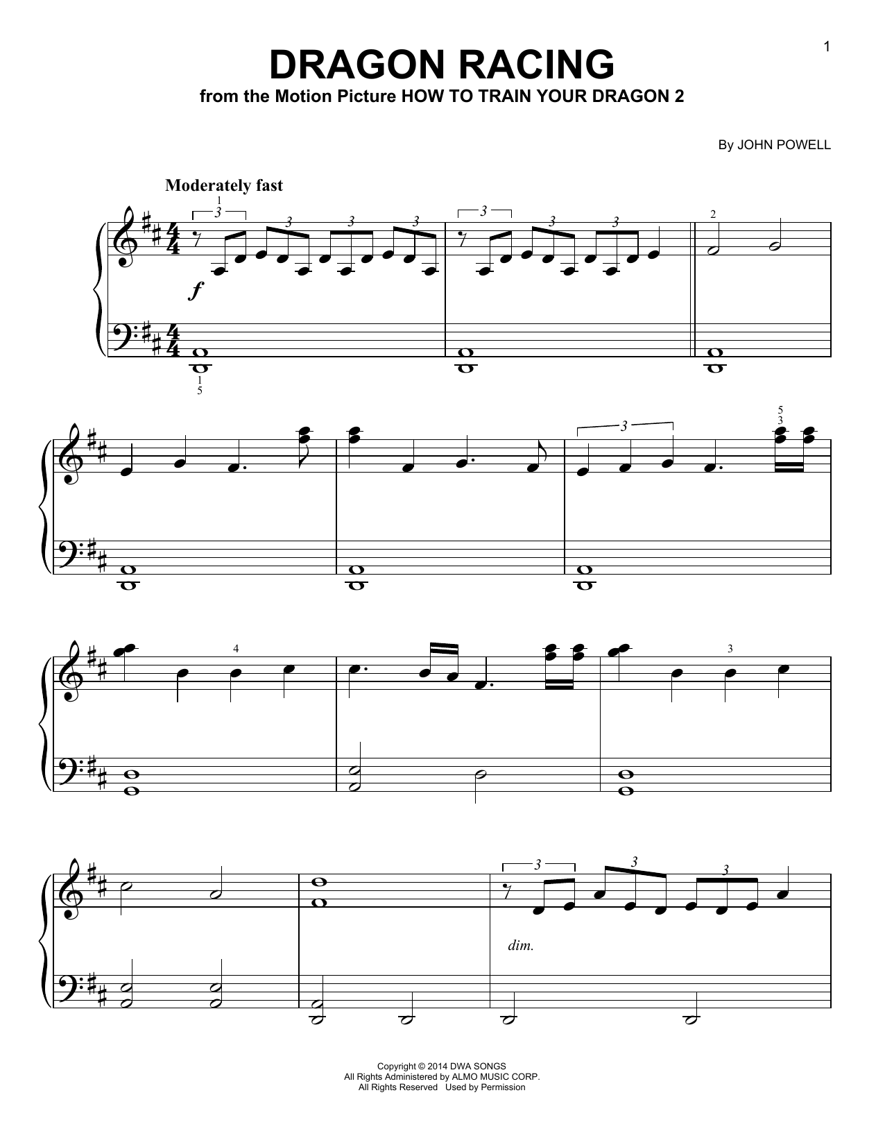 John Powell Dragon Racing From How To Train Your Dragon 2 Sheet Music Download Pdf Score 157387
