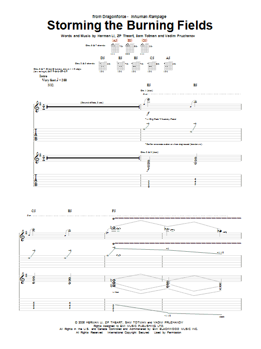 Dragonforce Storming The Burning Fields Sheet Music Notes & Chords for Guitar Tab - Download or Print PDF