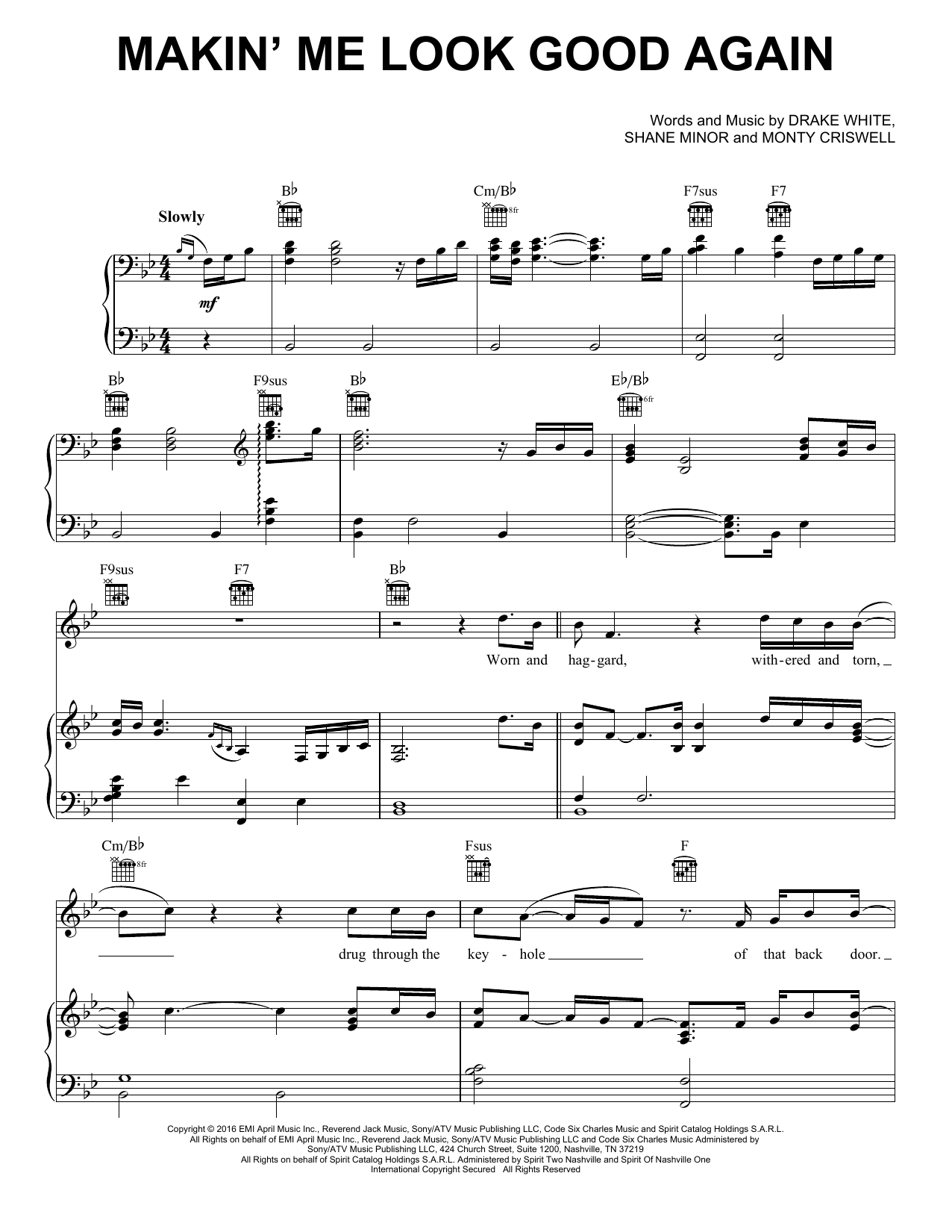 Drake White Makin' Me Look Good Again Sheet Music Notes & Chords for Piano, Vocal & Guitar (Right-Hand Melody) - Download or Print PDF