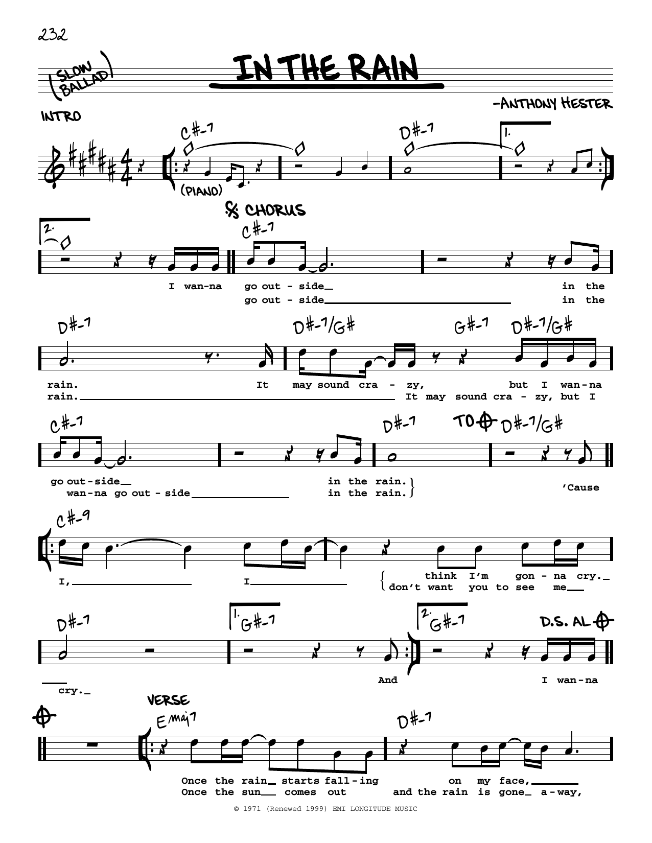Dramatics In The Rain Sheet Music Notes & Chords for Real Book – Melody & Chords - Download or Print PDF