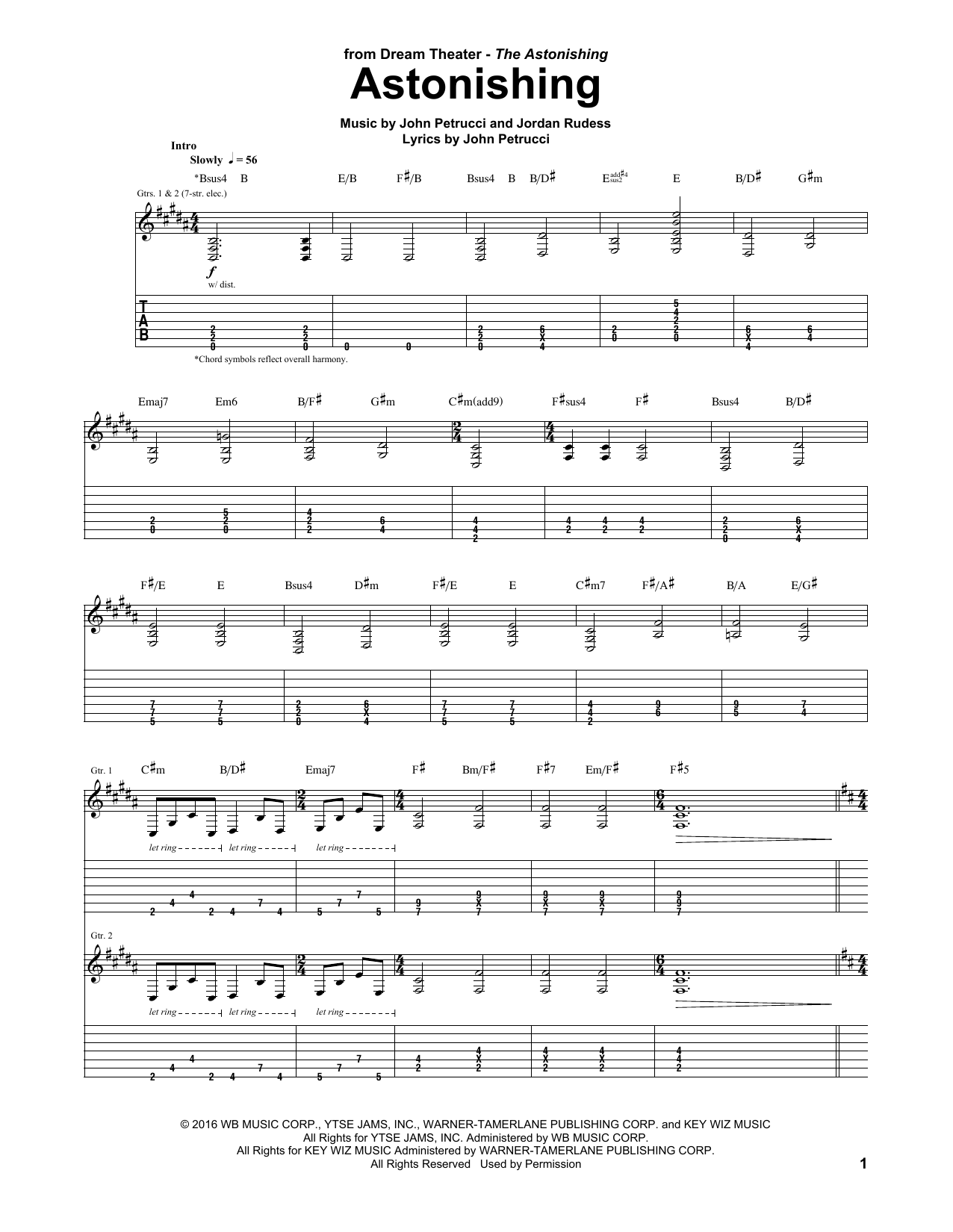 Dream Theater Astonishing Sheet Music Notes & Chords for Guitar Tab - Download or Print PDF