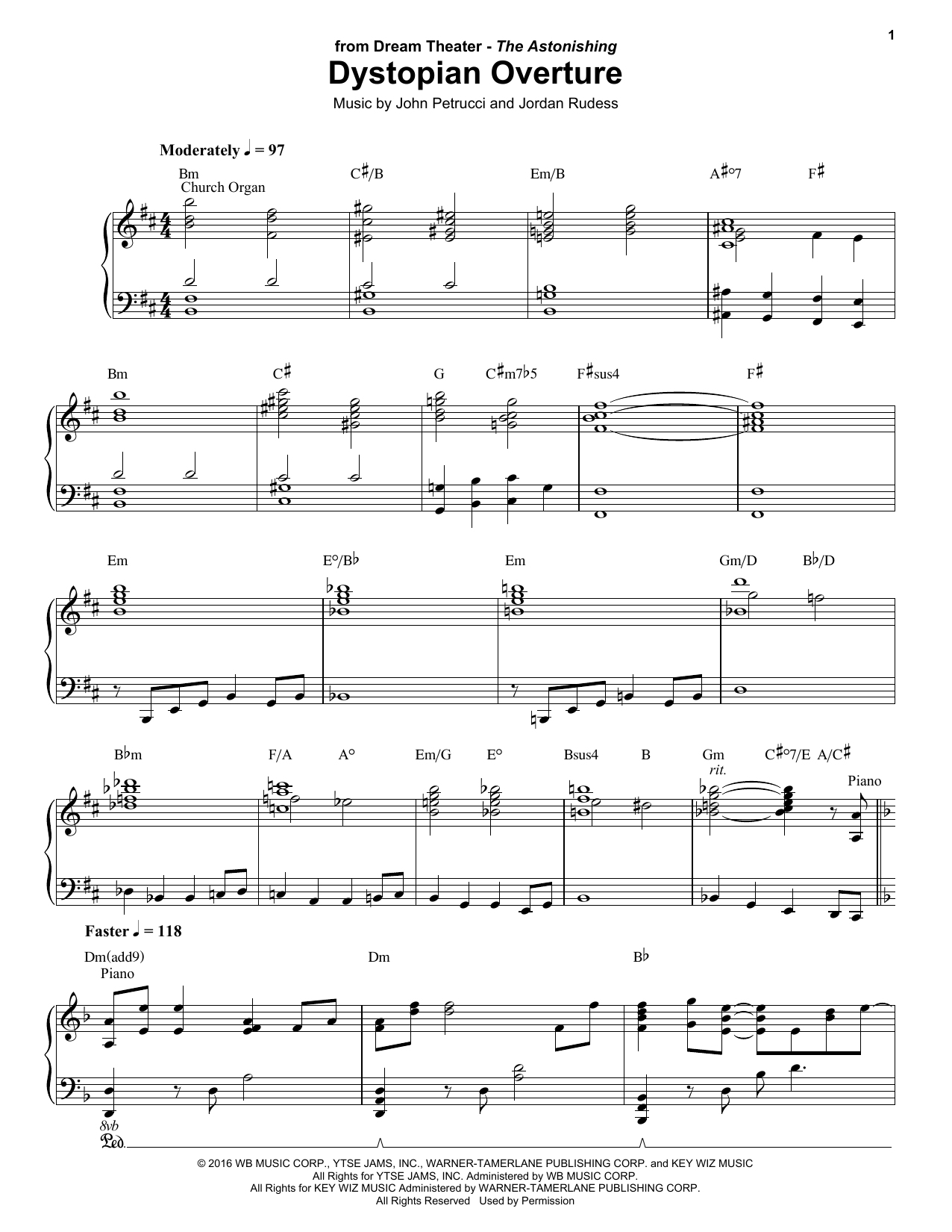 Dream Theater Dystopian Overture Sheet Music Notes & Chords for Keyboard Transcription - Download or Print PDF