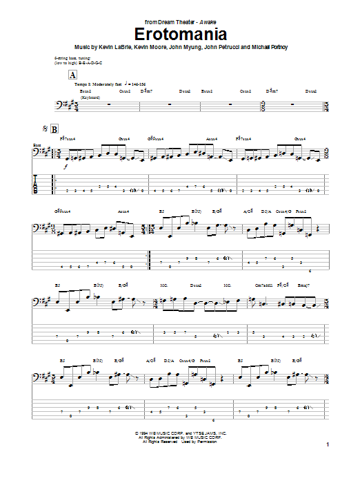Dream Theater Erotomania Sheet Music Notes & Chords for Guitar Tab Play-Along - Download or Print PDF