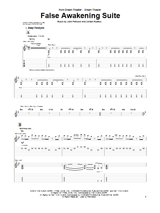Dream Theater False Awakening Suite Sheet Music Notes & Chords for Guitar Tab - Download or Print PDF