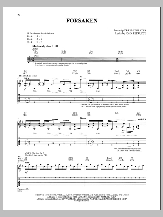 Dream Theater Forsaken Sheet Music Notes & Chords for Guitar Tab - Download or Print PDF Dream Theater Forsaken Sheet Music Notes & Chords for Guitar Tab - Download or Print PDF