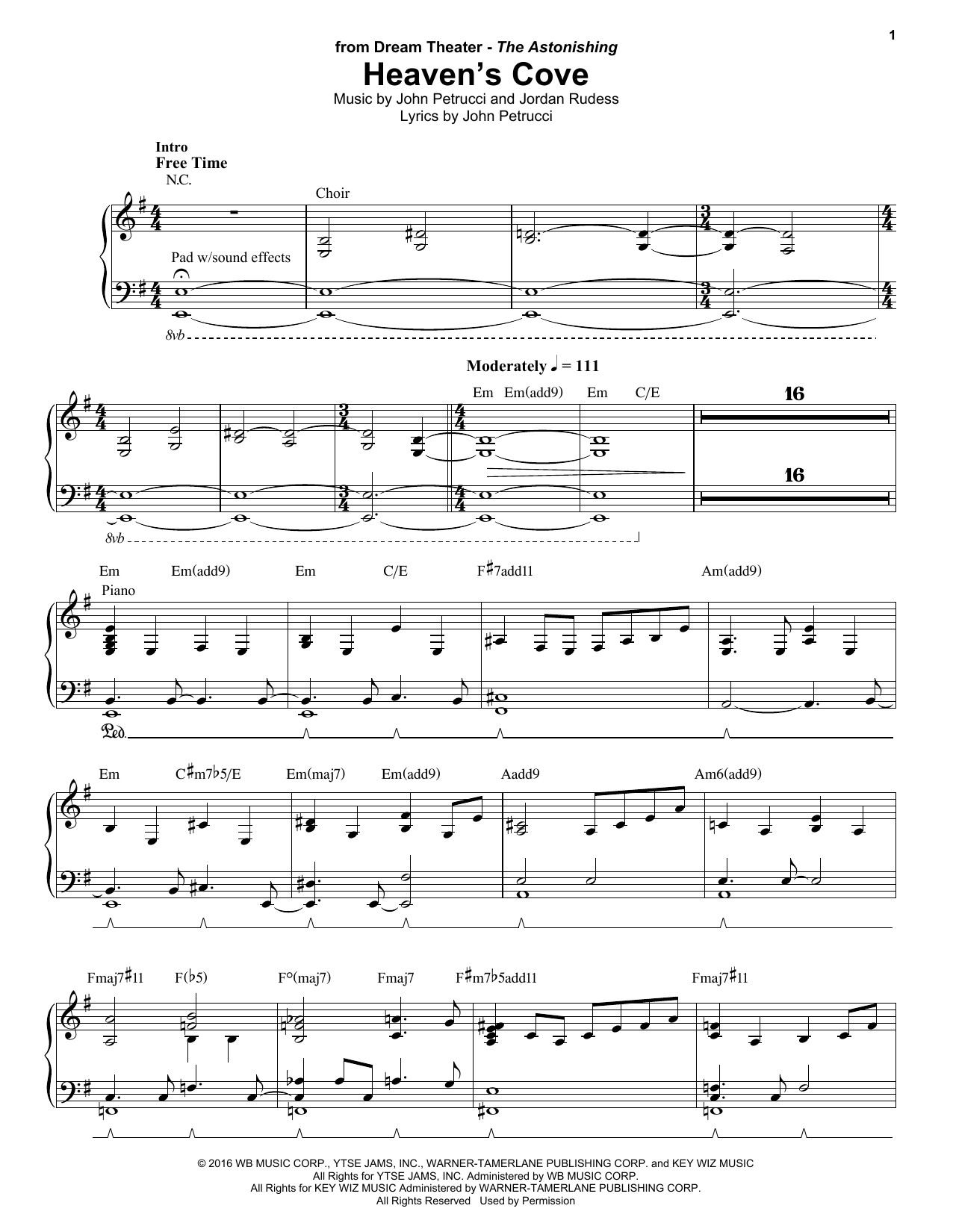 Dream Theater Heaven's Cove Sheet Music Notes & Chords for Keyboard Transcription - Download or Print PDF