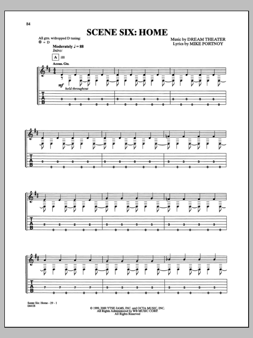 Dream Theater Home Sheet Music Notes & Chords for Guitar Tab - Download or Print PDF