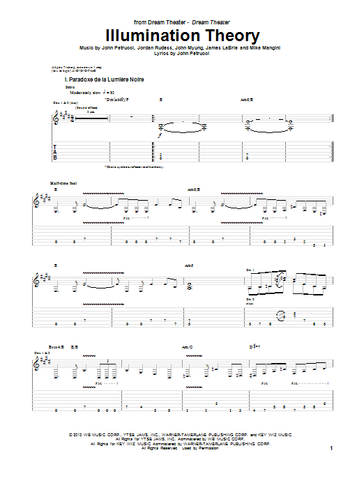 Dream Theater Illumination Theory Sheet Music Notes & Chords for Guitar Tab - Download or Print PDF