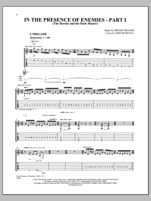 Dream Theater In The Presence Of Enemies, Pt. 1 Sheet Music Notes & Chords for Guitar Tab - Download or Print PDF