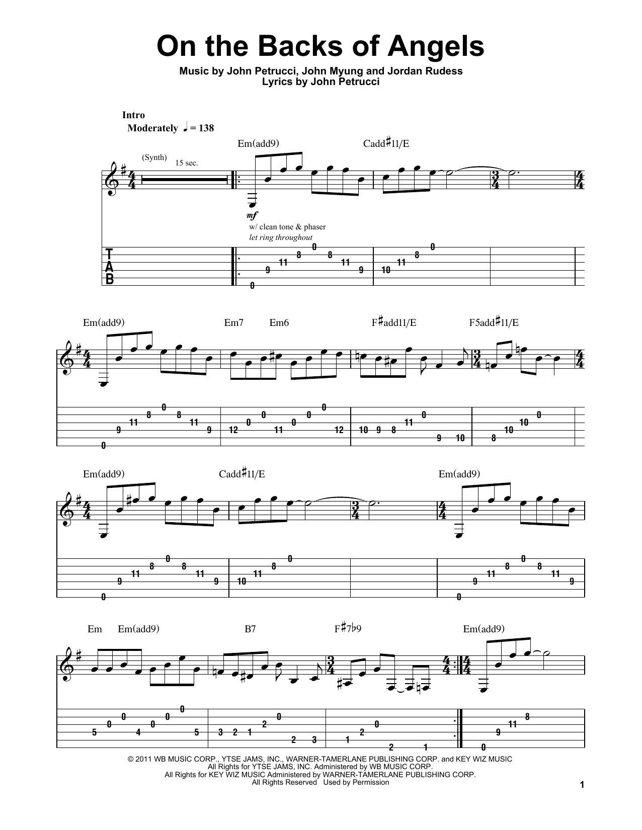 Dream Theater On The Backs Of Angels Sheet Music Notes & Chords for Bass Guitar Tab - Download or Print PDF