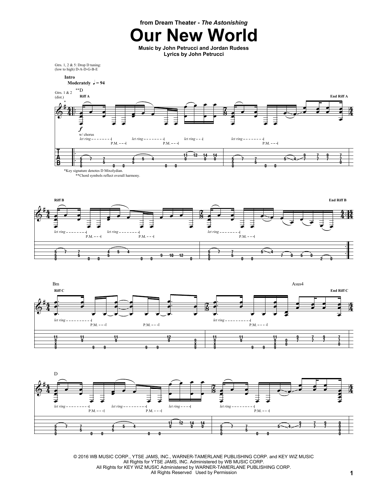 Dream Theater Our New World Sheet Music Notes & Chords for Guitar Tab - Download or Print PDF