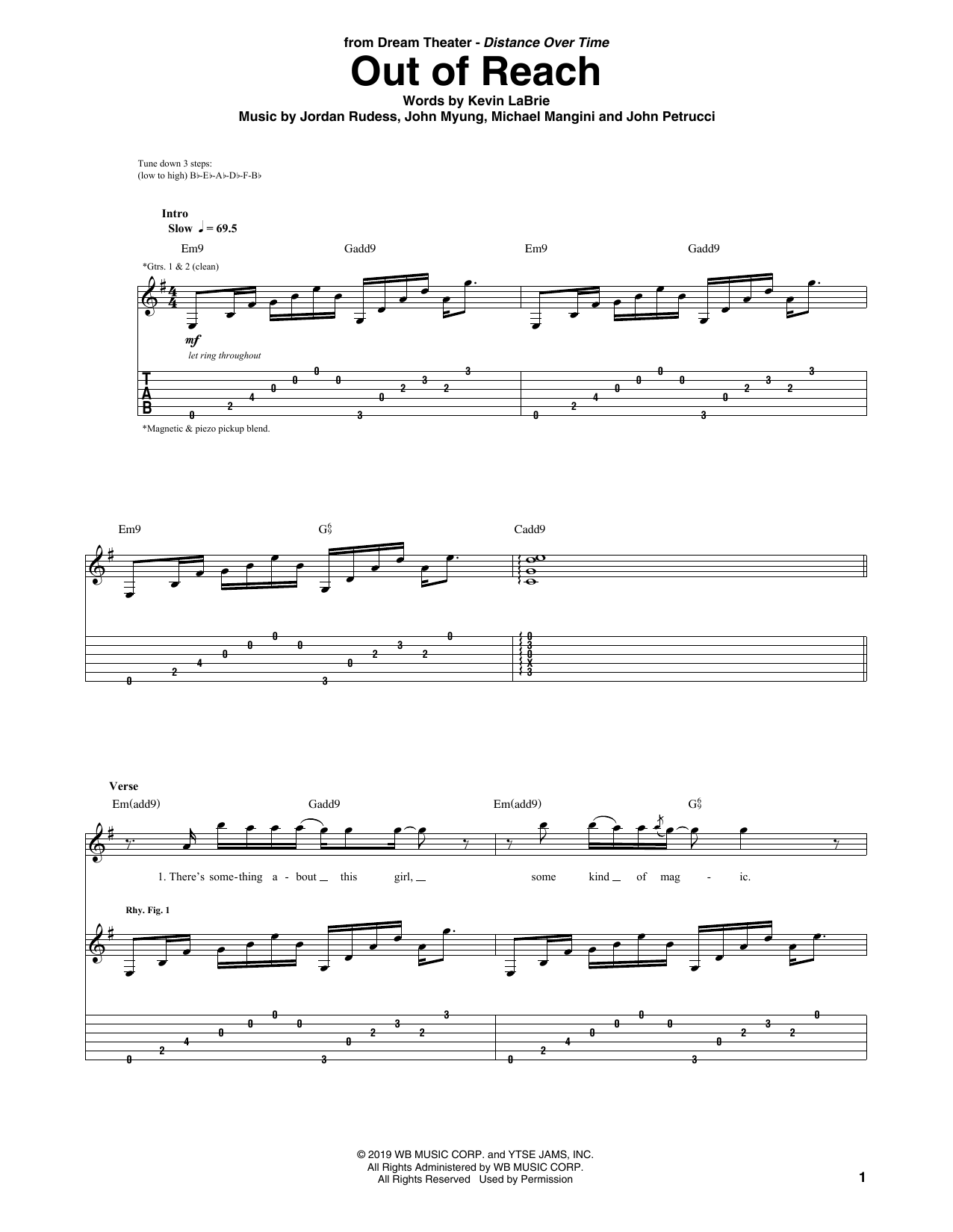 Dream Theater Out Of Reach Sheet Music Notes & Chords for Guitar Tab - Download or Print PDF