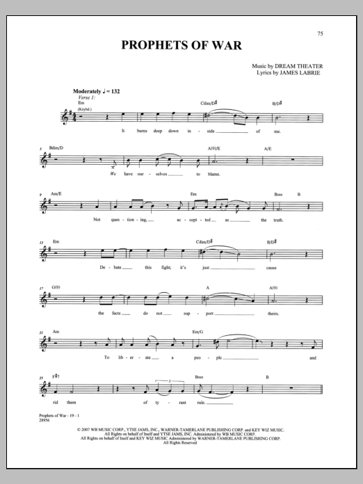 Dream Theater Prophets Of War Sheet Music Notes & Chords for Guitar Tab - Download or Print PDF