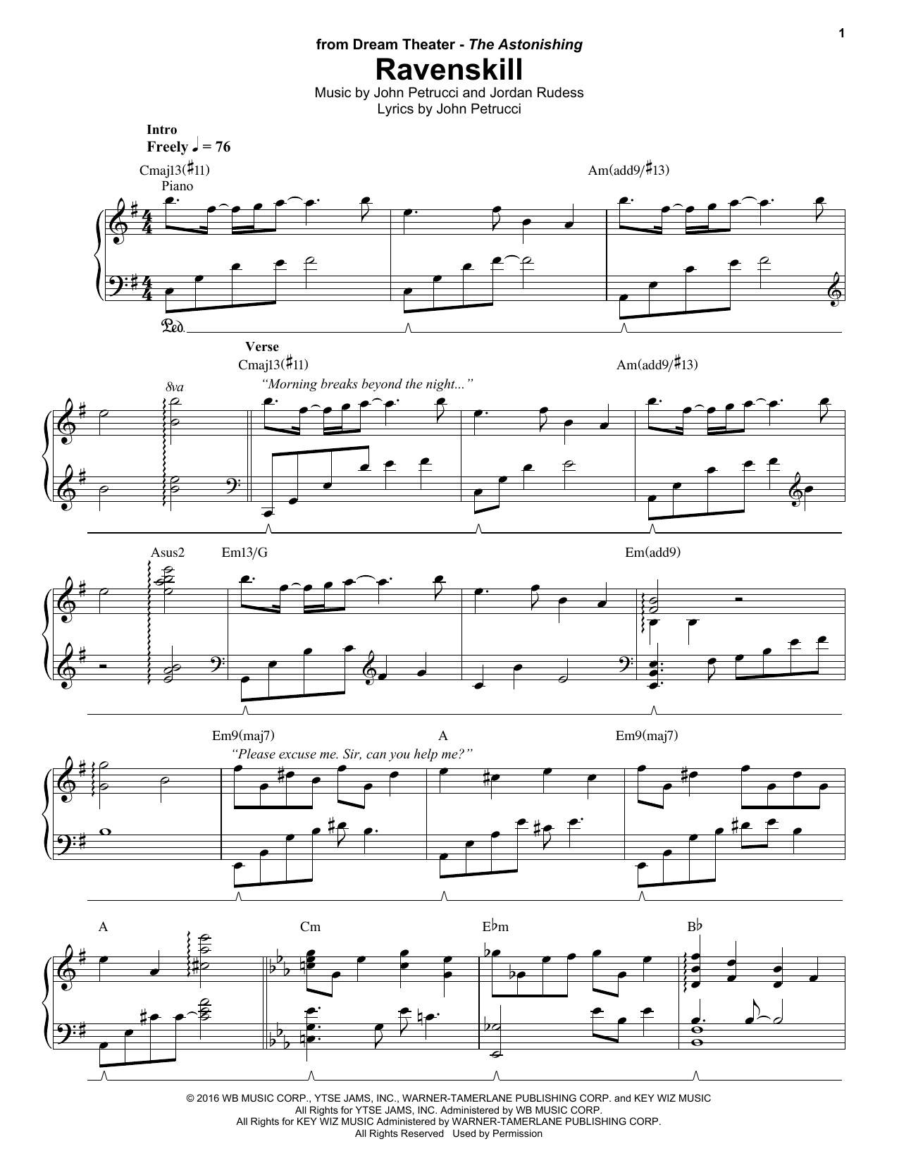 Dream Theater Ravenskill Sheet Music Notes & Chords for Keyboard Transcription - Download or Print PDF