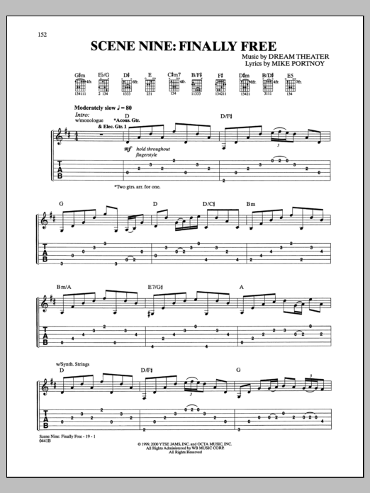 Dream Theater Scene Nine: Finally Free Sheet Music Notes & Chords for Guitar Tab - Download or Print PDF