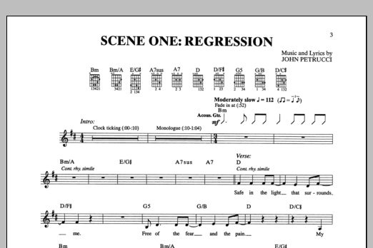 Dream Theater Scene One: Regression Sheet Music Notes & Chords for Guitar Tab - Download or Print PDF