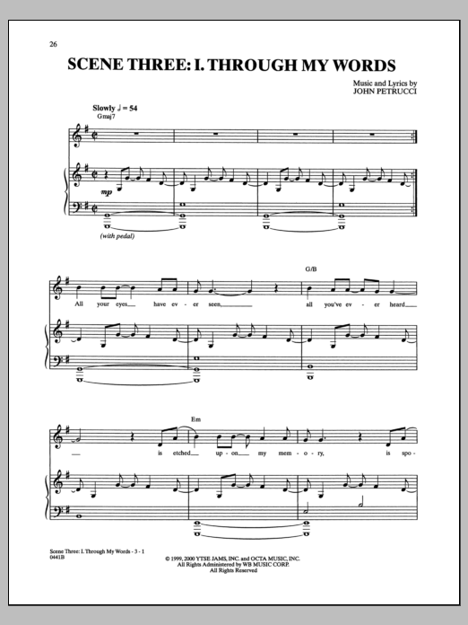Dream Theater Scene Three: I. Through My Words Sheet Music Notes & Chords for Guitar Tab - Download or Print PDF