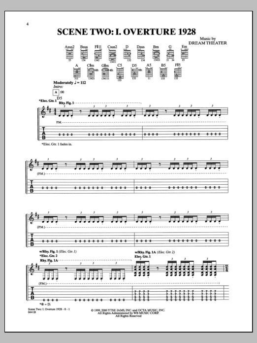 Dream Theater Scene Two: I. Overture 1928 Sheet Music Notes & Chords for Guitar Tab - Download or Print PDF