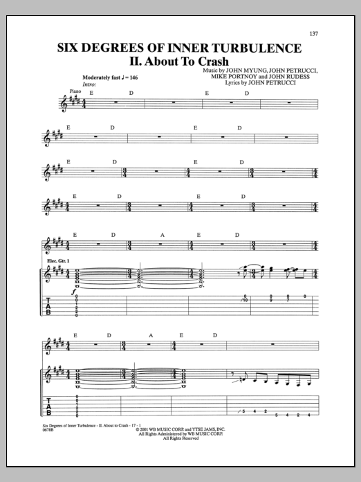 Dream Theater Six Degrees Of Inner Turbulence: II. About To Crash Sheet Music Notes & Chords for Drums Transcription - Download or Print PDF