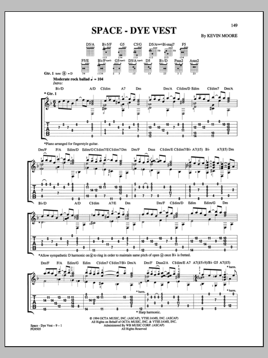 Dream Theater Space-Dye Vest Sheet Music Notes & Chords for Guitar Tab - Download or Print PDF