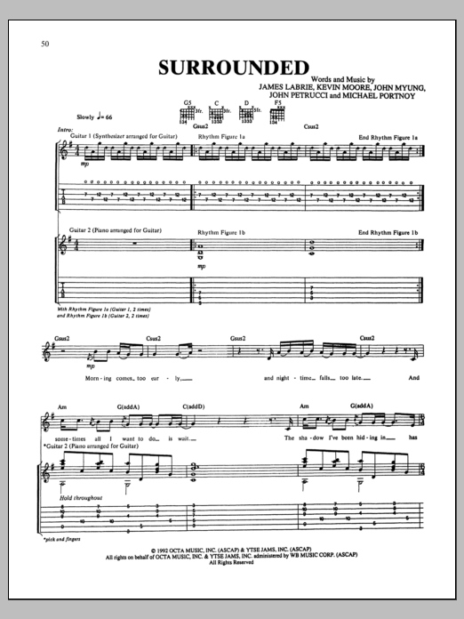 Dream Theater Surrounded Sheet Music Notes & Chords for Guitar Tab - Download or Print PDF