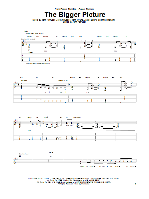 Dream Theater The Bigger Picture Sheet Music Notes & Chords for Guitar Tab - Download or Print PDF