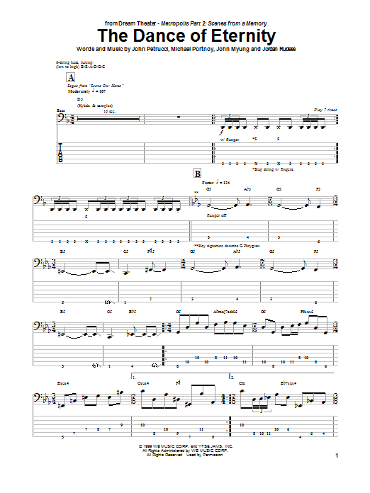 Dream Theater The Dance Of Eternity Sheet Music Notes & Chords for Bass Guitar Tab - Download or Print PDF