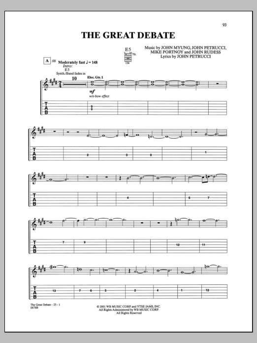 Dream Theater The Great Debate Sheet Music Notes & Chords for Guitar Tab - Download or Print PDF