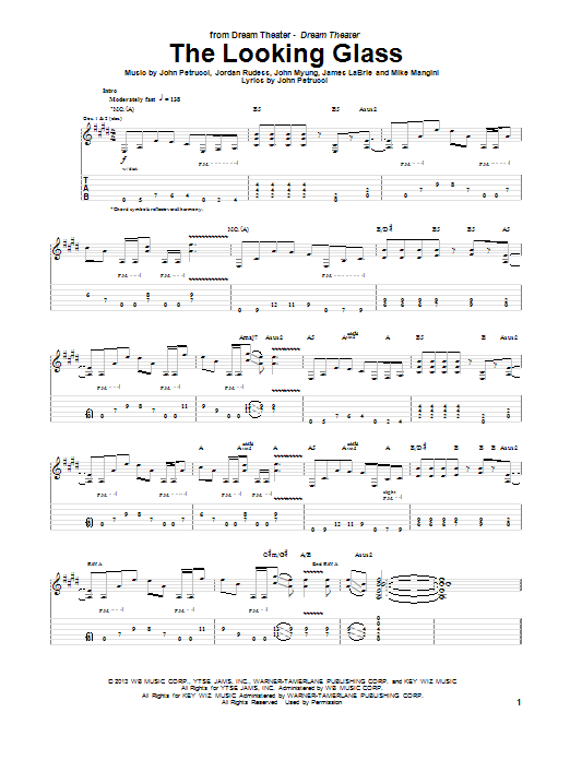 Dream Theater The Looking Glass Sheet Music Notes & Chords for Guitar Tab - Download or Print PDF