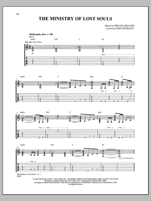 Dream Theater The Ministry Of Lost Souls Sheet Music Notes & Chords for Guitar Tab - Download or Print PDF